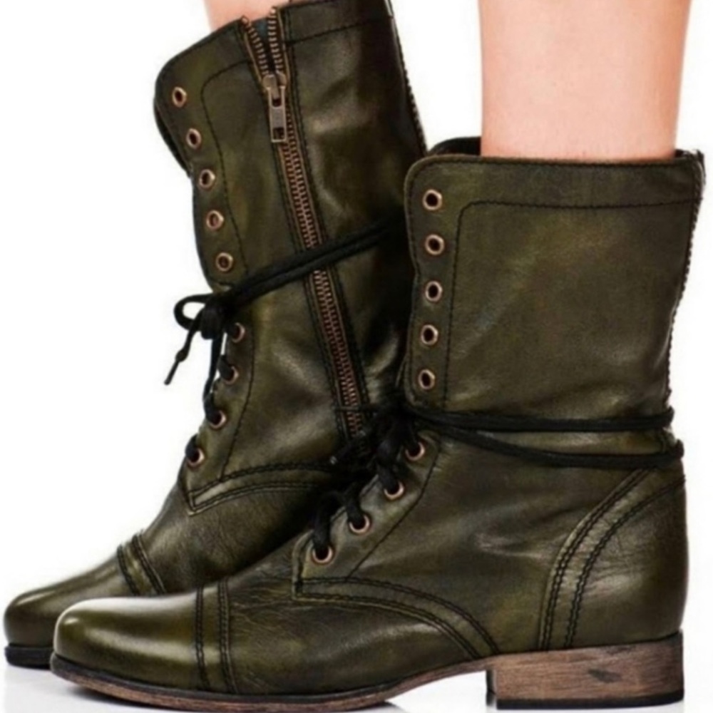 Steve Madden Troopa Combat
Boots Green Leather Size 9.5